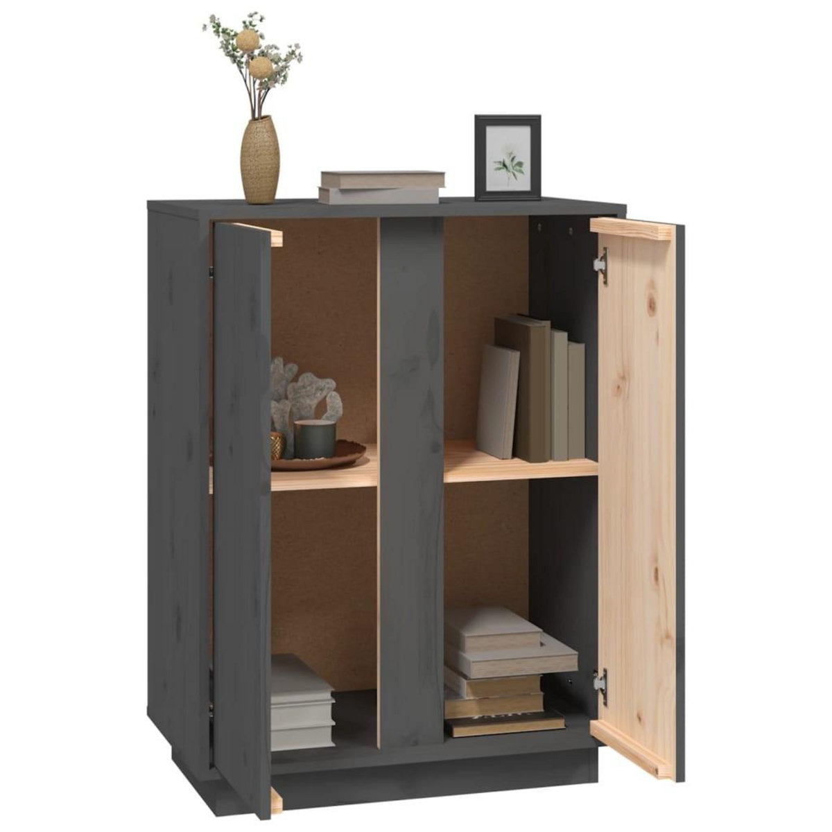 VIDAXL Buffet Gris 60x35x80 cm Bois massif de pin