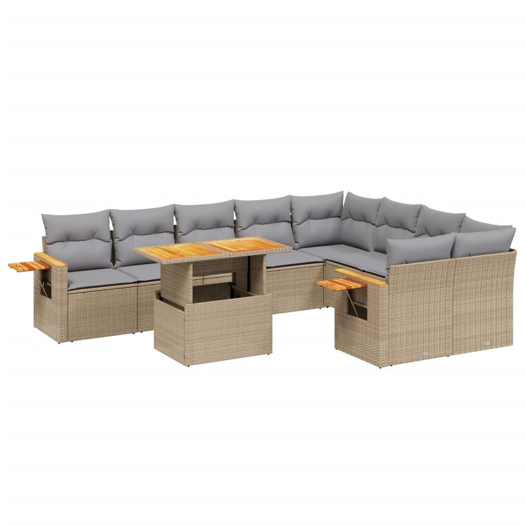 Voir la diapositive 2 : VIDAXL Salon de jardin avec coussins 10 pcs beige resine tressee
