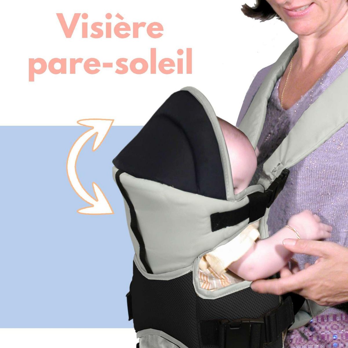 BAMBISOL Bambisol Porte Bébé Ventral | Bavoir Intégré, Visière | Noir Taupe