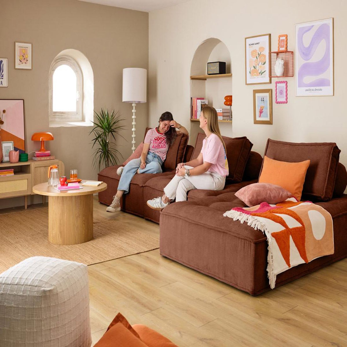 LISA DESIGN Marisol - canapé d'angle modulable 4 places - velours texturé