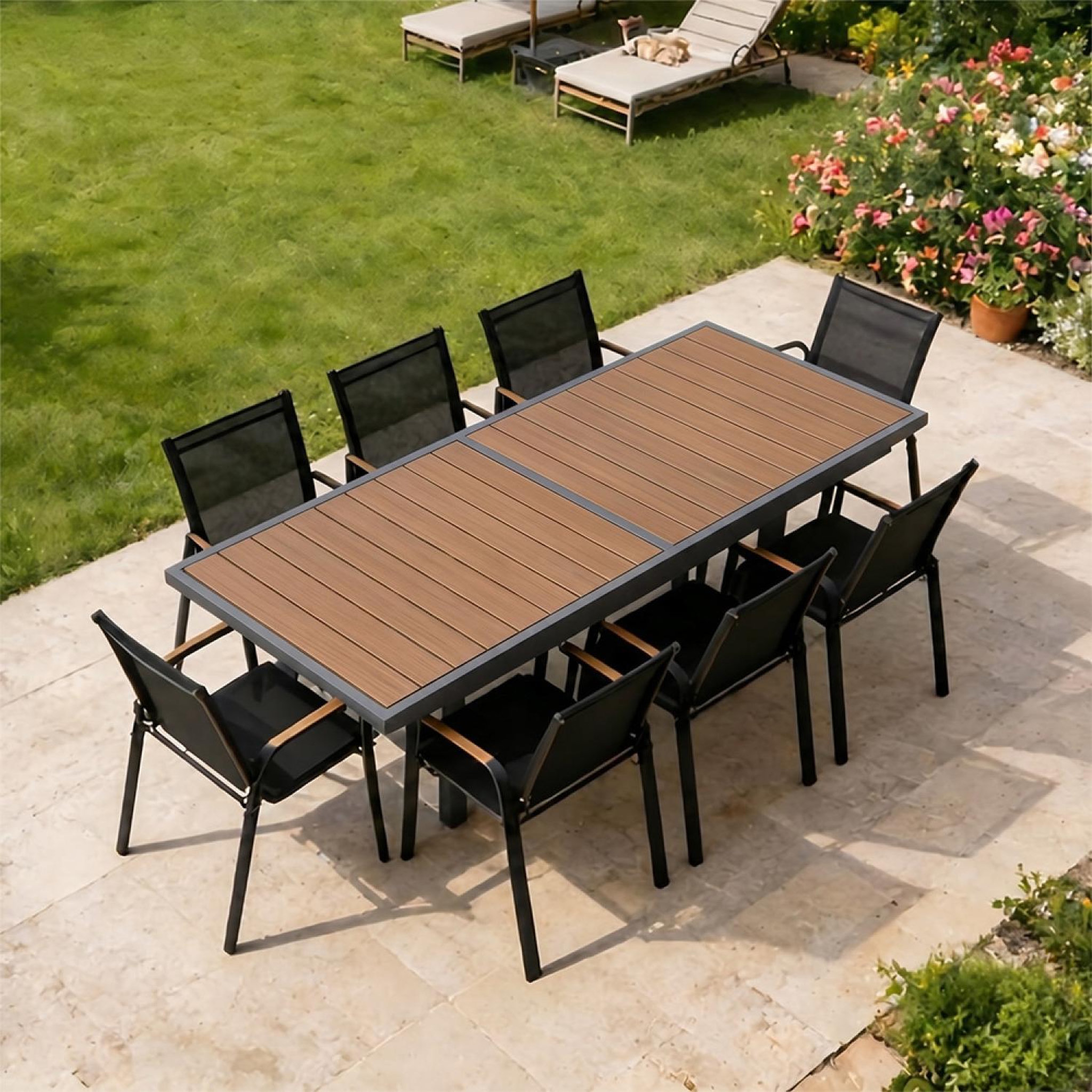 Voir la diapositive 6 : CONCEPT USINE Salon de jardin 8 places en aluminium et bois d'eucalyptus nido