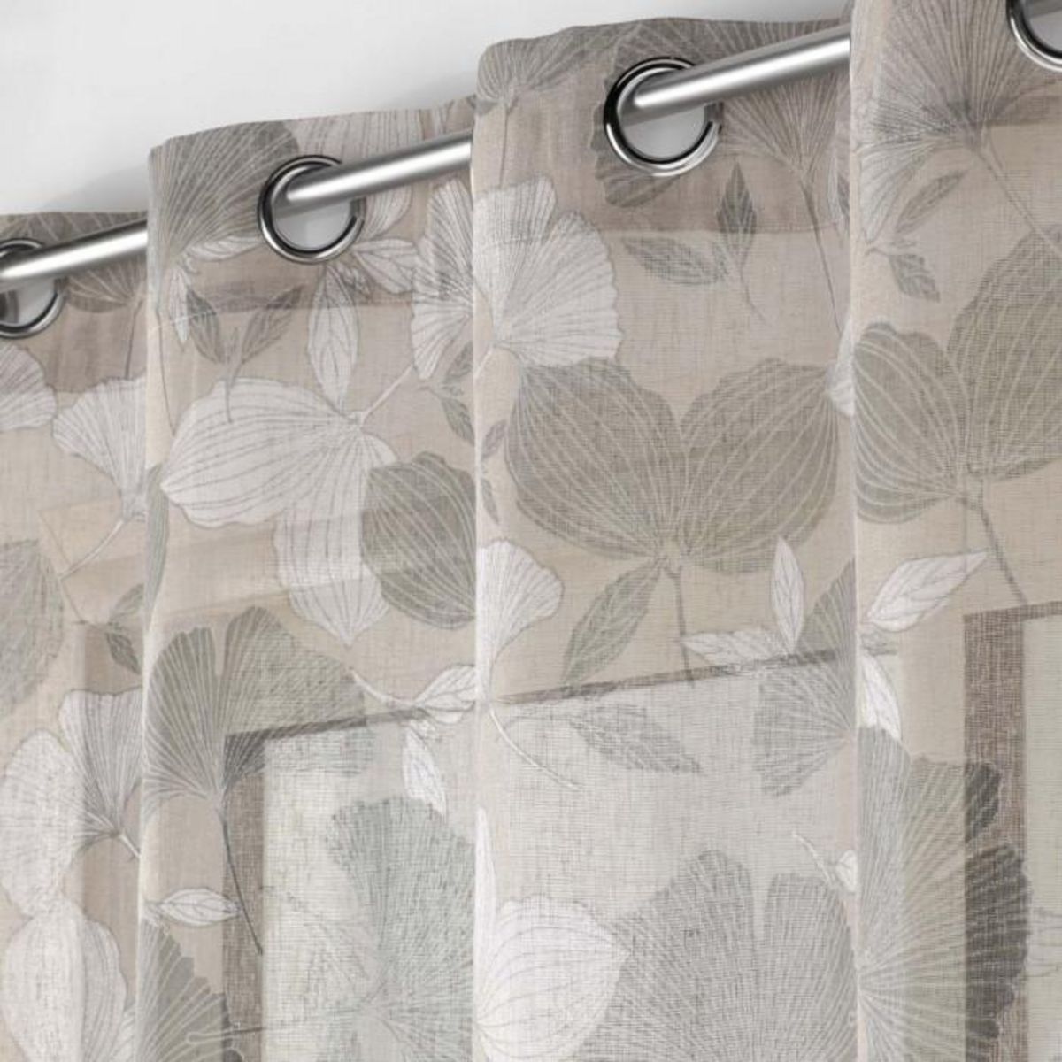 Paris Prix Rideau Voilage à Œillets  Ginko  140x240cm Noisette