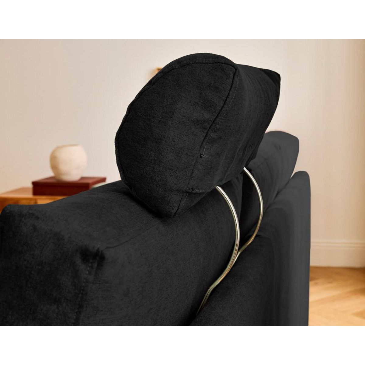 BEST MOBILIER Barrie - canapé d'angle réversible 4 places avec têtière amovible en tissu