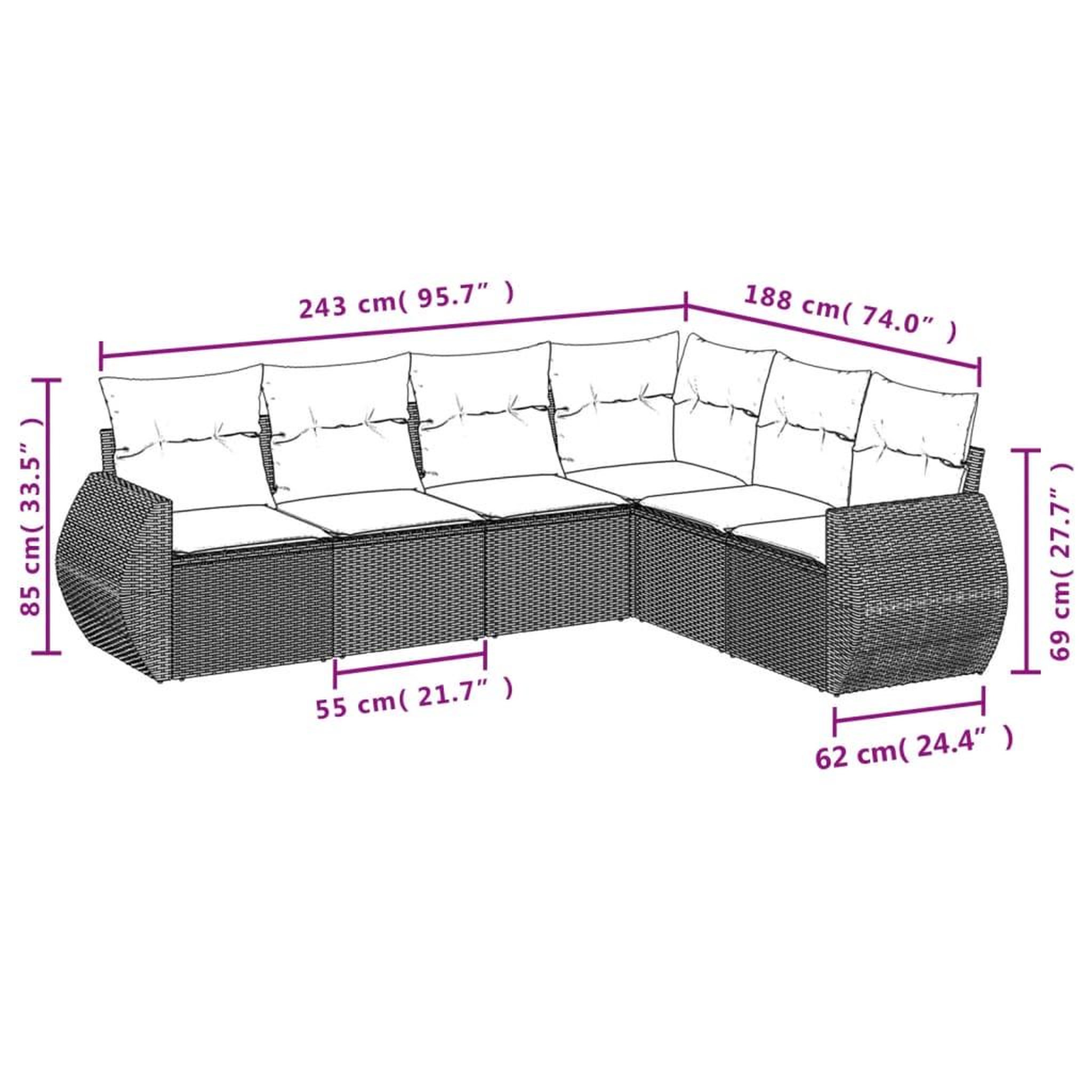 Voir la diapositive 6 : VIDAXL Salon de jardin avec coussins 6 pcs marron resine tressee