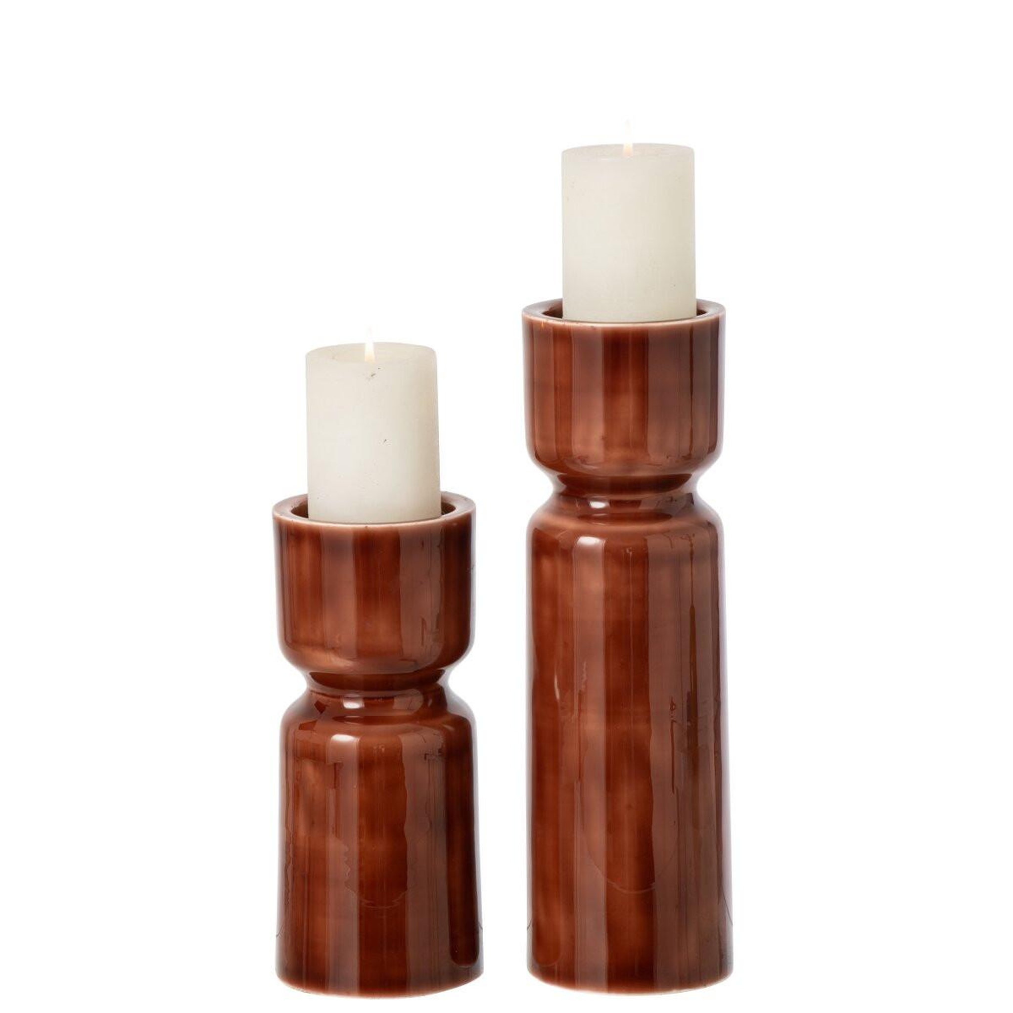 Voir la diapositive 2 : J-LINE Lot de 2 chandeliers design  enn  35cm marron
