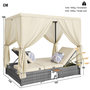 Voir la diapositive 3 : MERAX Bain de soleil en Métal avec auvent, table pliante, pliable, coussins, crème