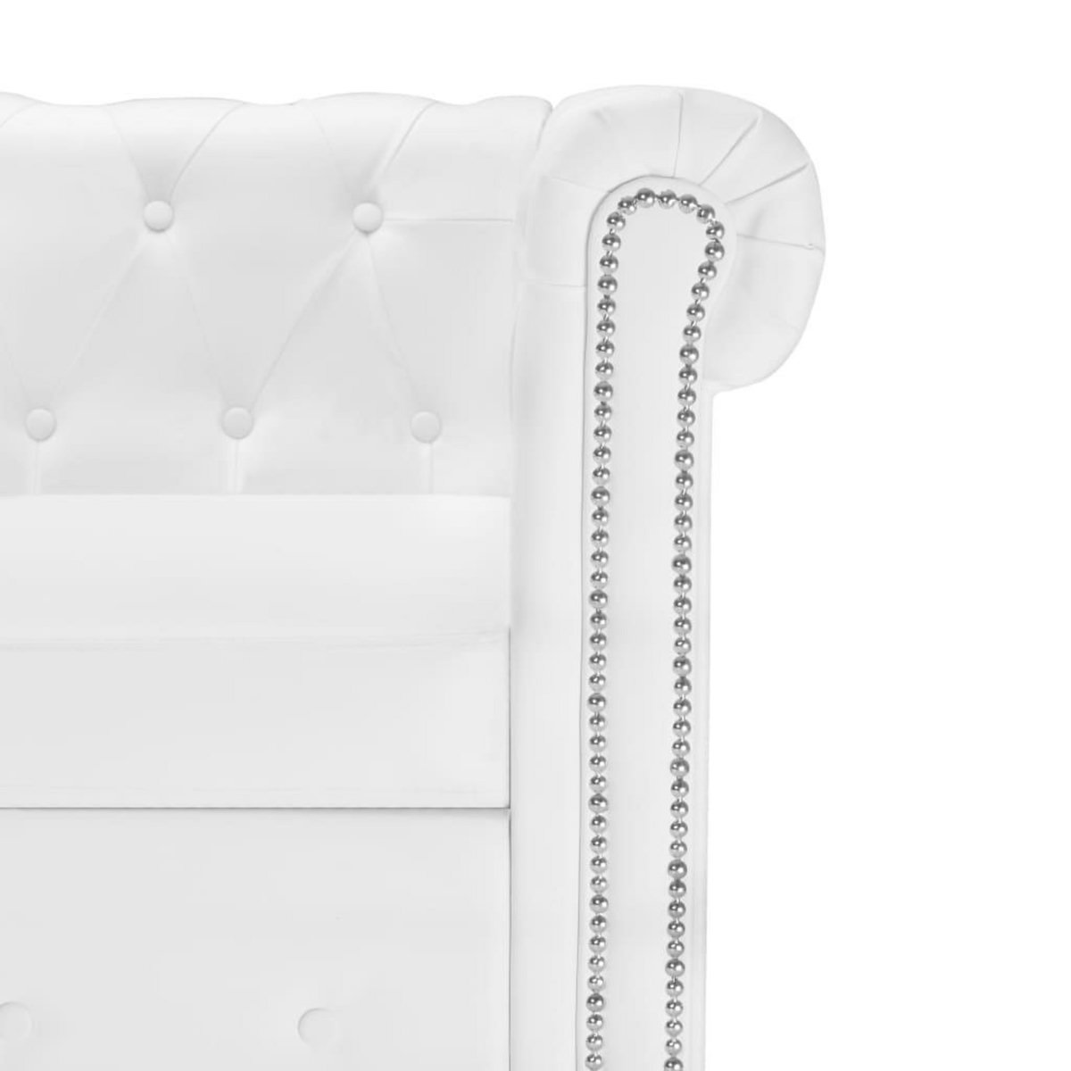 VIDAXL Canape Chesterfield en forme de L cuir synthetique blanc