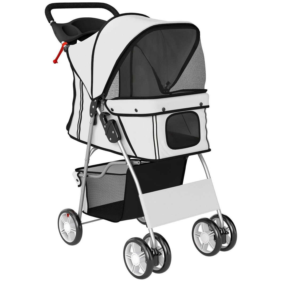PAWHUT Poussette buggy pliable pour chiens tissu 600D Oxford imperméable 4 roues gris clair