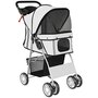 Voir la diapositive 6 : PAWHUT Poussette buggy pliable pour chiens tissu 600D Oxford imperméable 4 roues gris clair