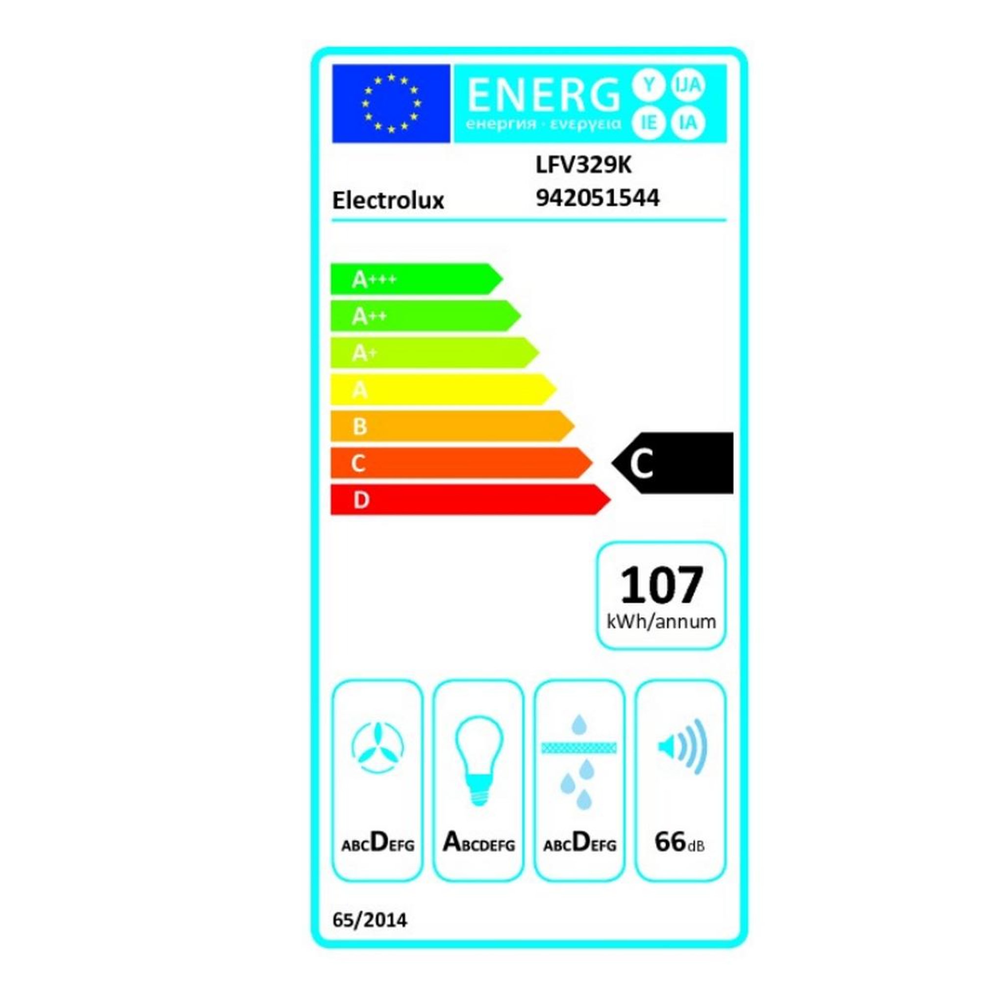 Voir la diapositive 2 : ELECTROLUX Hotte décorative murale 90cm 600m3/h noir - lfv329k