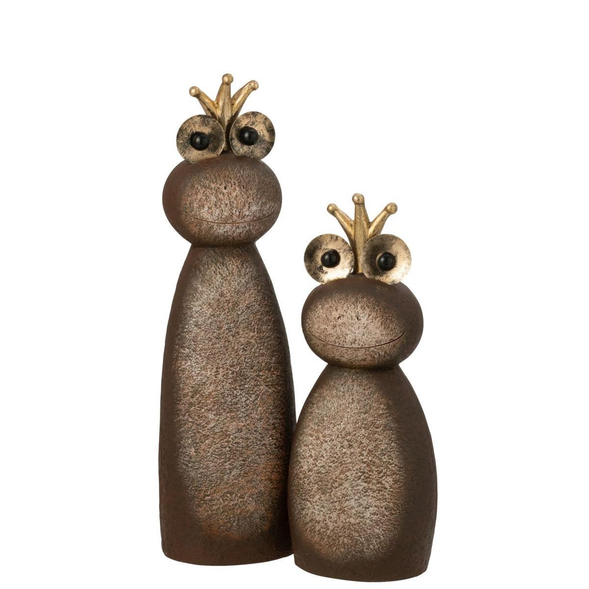 Voir la diapositive 3 : J-LINE Statue grenouille  couronne  78cm marron