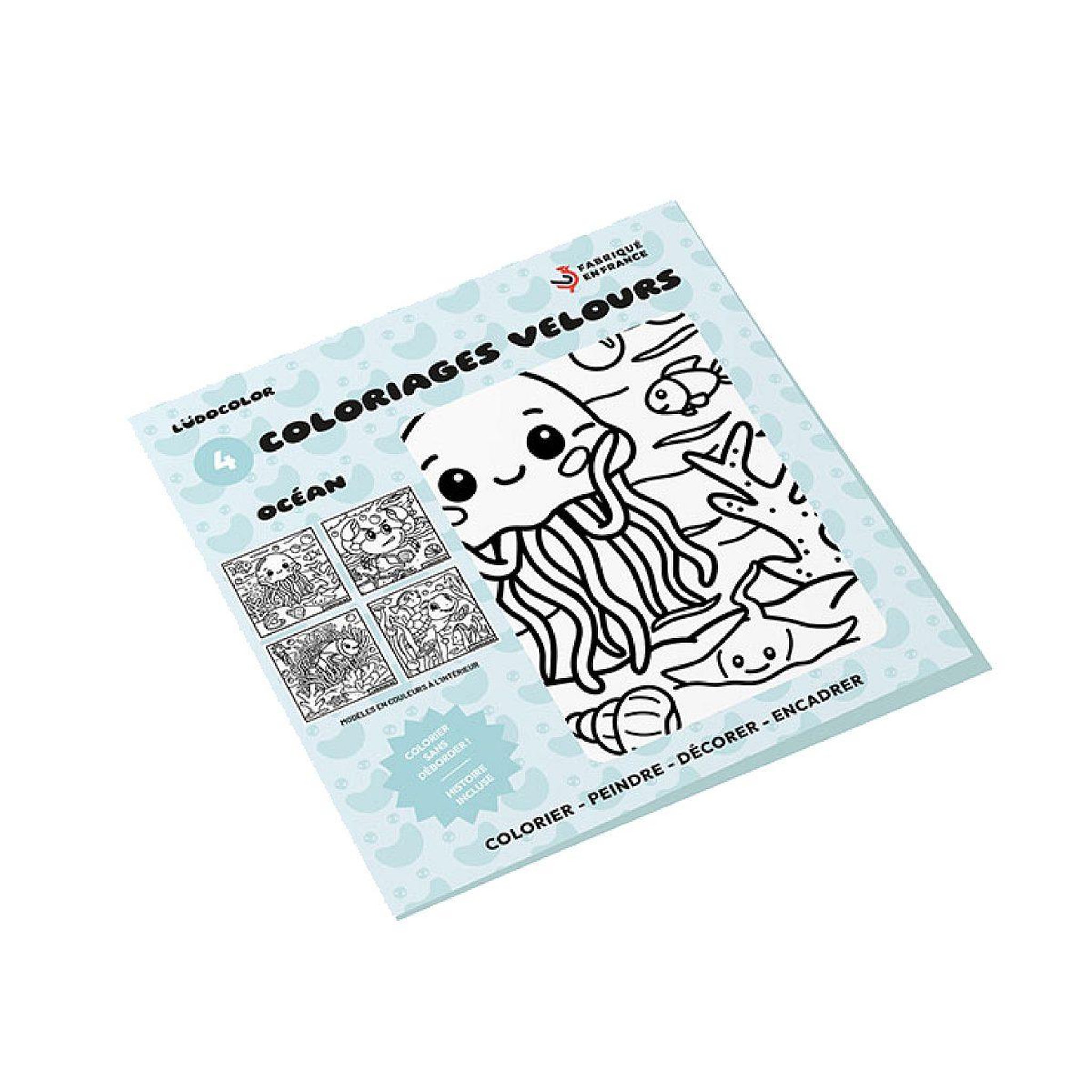 LUDOCOLOR Lot de 4 coloriages velours océan
