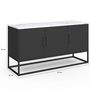 Voir la diapositive 5 : ID MARKET Buffet bas 113 cm ALASKA 3 portes noir plateau effet marbre blanc