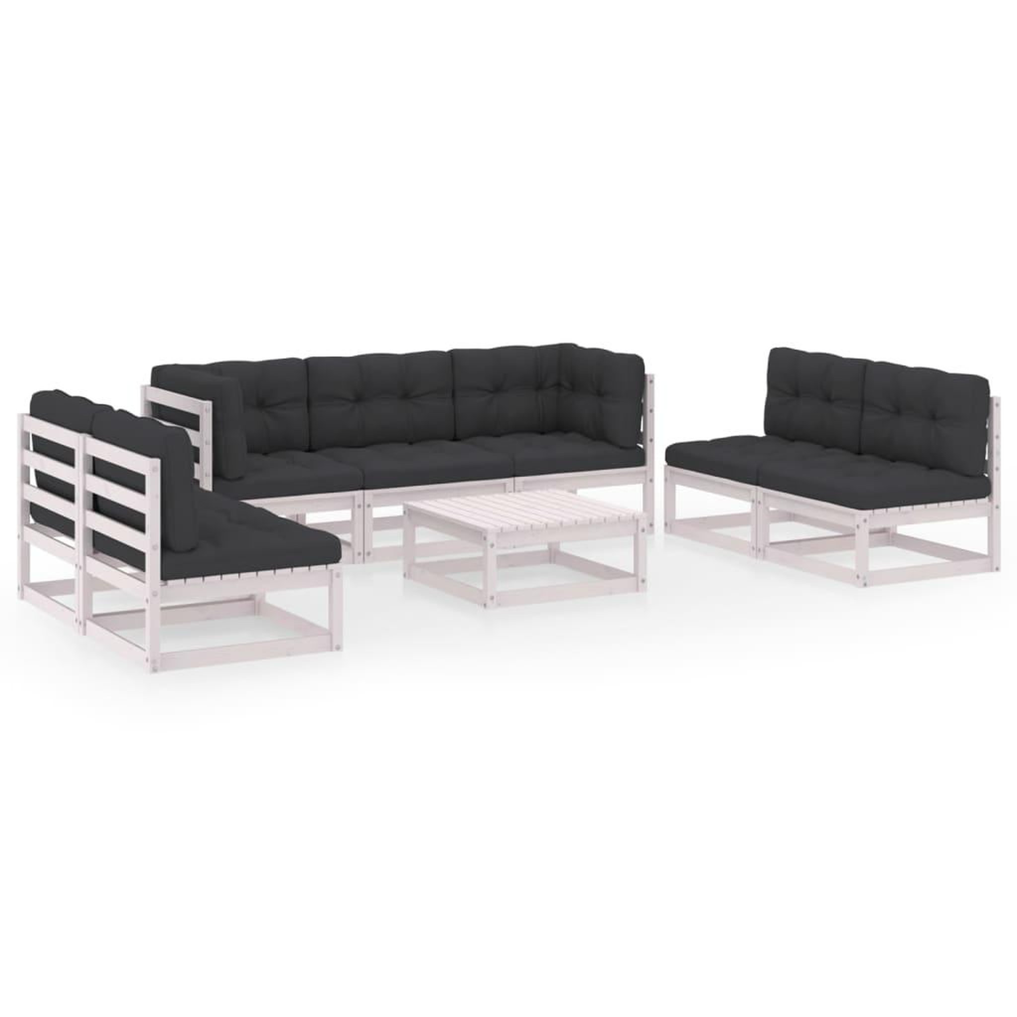 Voir la diapositive 1 : VIDAXL Salon de jardin 8 pcs avec coussins Bois de pin massif