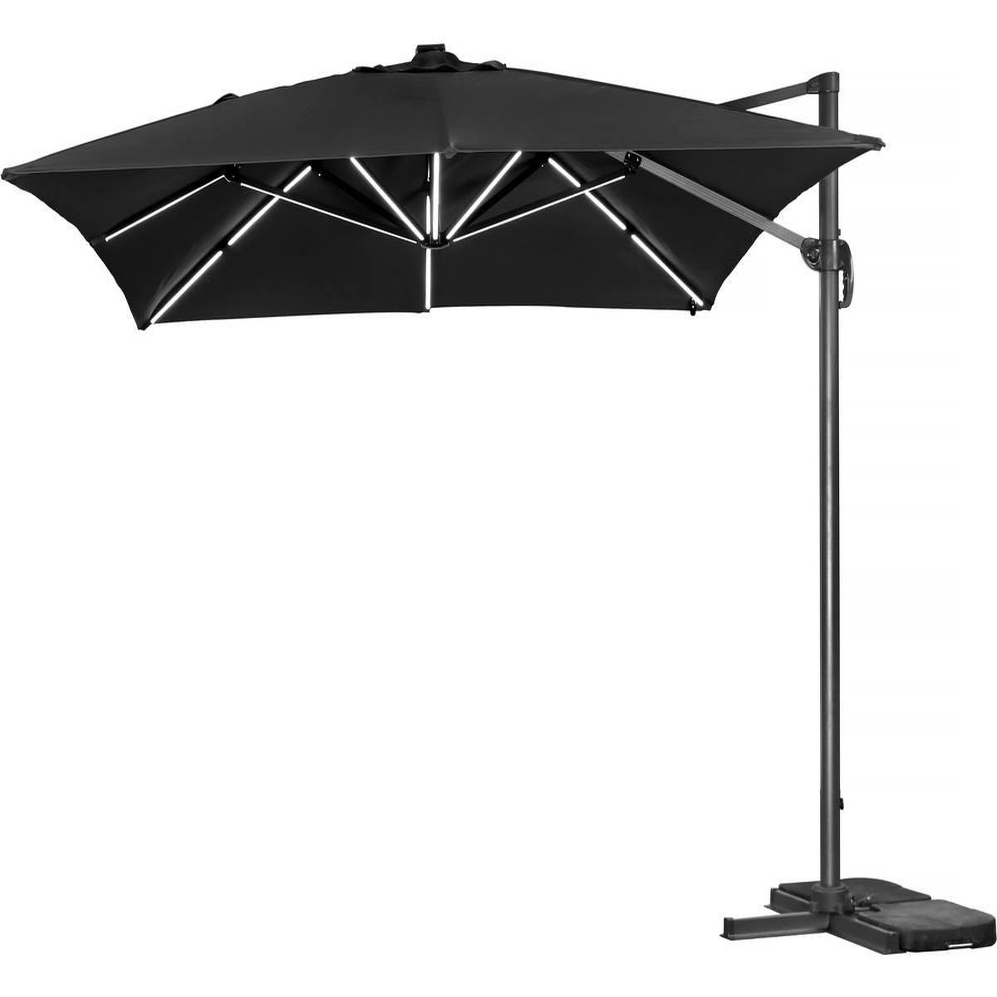 Voir la diapositive 1 : Habitat et Jardin Parasol jardin déporté led alu  Sun 3 Luxe  3 x 3 m - Noir