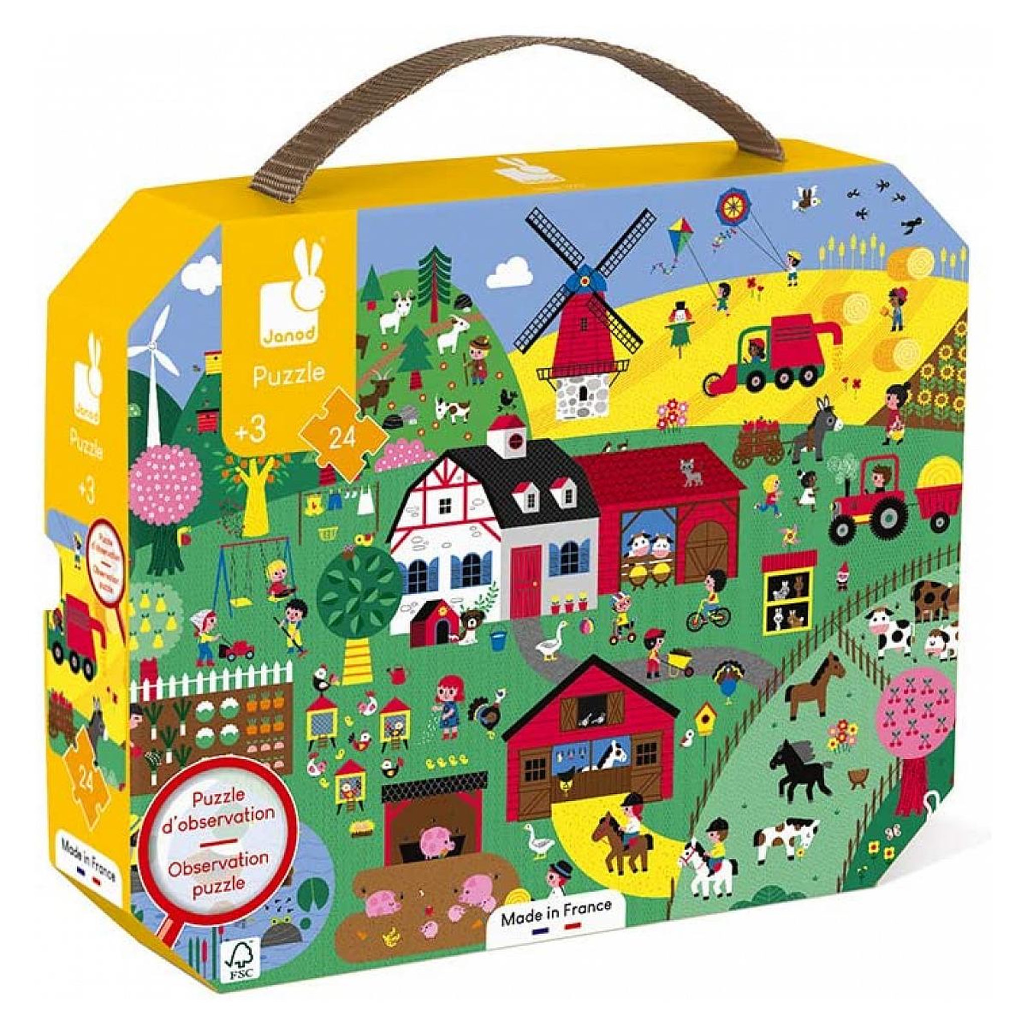 Voir la diapositive 2 : JANOD Puzzle d observation la ferme - 24 pieces