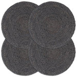 VIDAXL Napperons 4 pcs Gris fonce Plain 38 cm Rond Jute