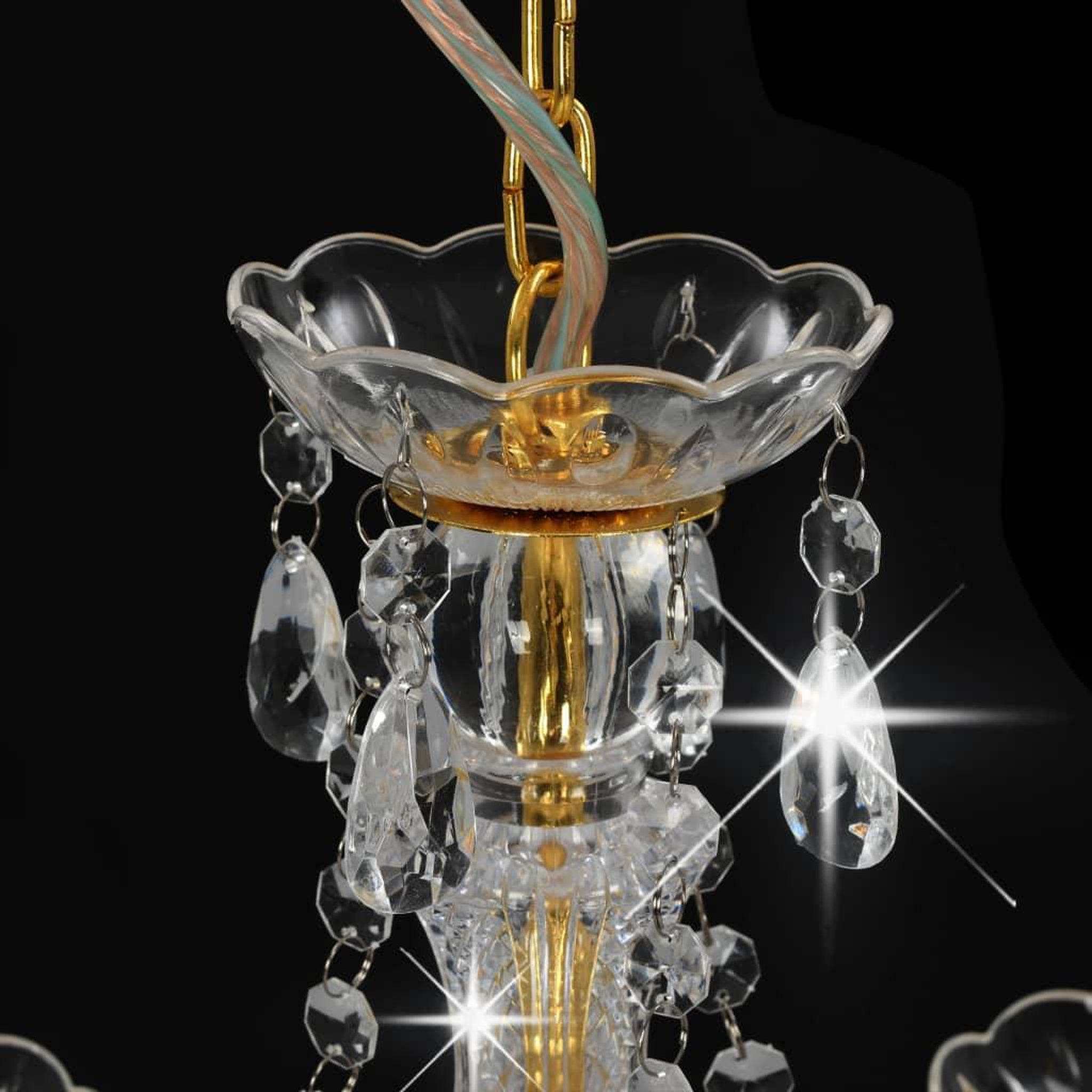 Voir la diapositive 5 : VIDAXL Lustre avec perles Dore Rond 3 x E14