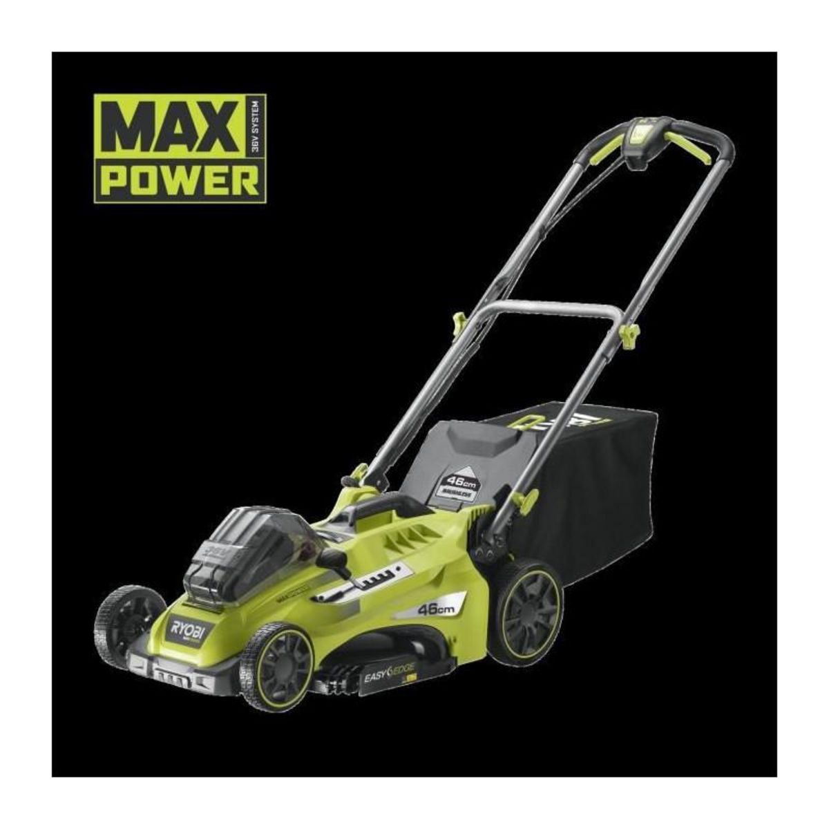 Ryobi Tondeuse RYOBI - 36V MaxPower Brushless - coupe 46cm - 1 batterie 5.0Ah - 1 chargeur - RLM36X46H50PG