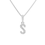 L'ATELIER D'AZUR Collier Argent 925/000 Rhodié - Initiale Lettre S Pavée de Zirconiums