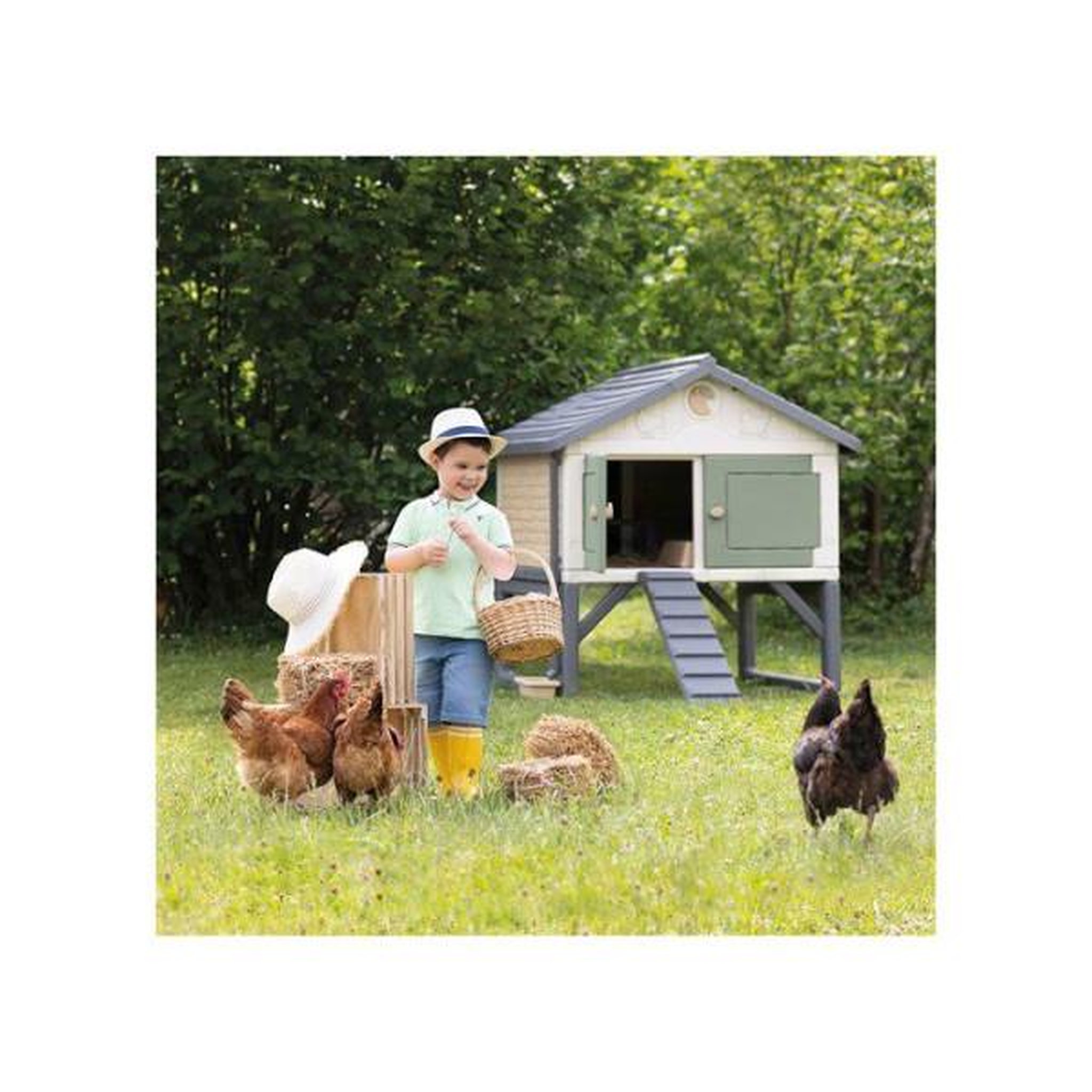 Voir la diapositive 3 : SMOBY Smoby life - poulailler plastique - capacité 5 poules - nettoyage facile - traitement anti-uv - fabriqué en france