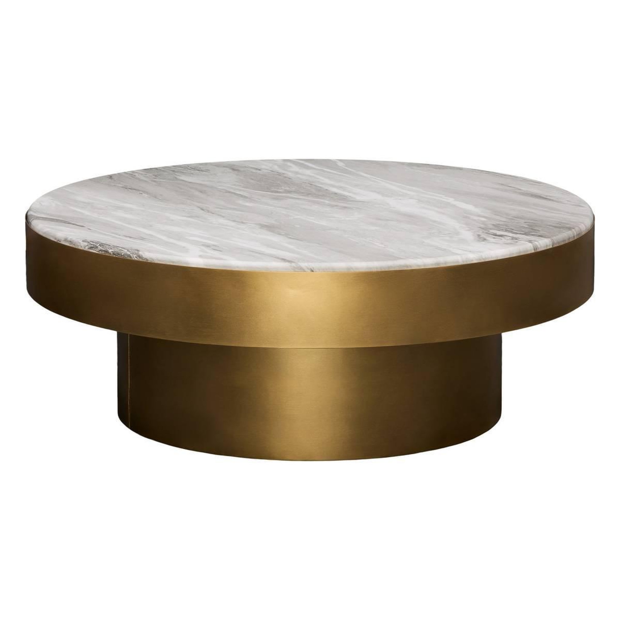 ATMOSPHERA Table basse effet marbre  barrel  80cm doré