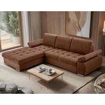 BEST MOBILIER Bianca - canapé d'angle gauche 4 places convertible avec coffre en tissu texturé. Coloris disponibles : Vert, Bleu, Beige, Gris, Rose, Marron, Noir