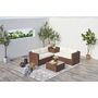 Voir la diapositive 2 : CONCEPT USINE Salon de jardin en résine tressée 4 places avec coffre intégré marron et blanc SILANG