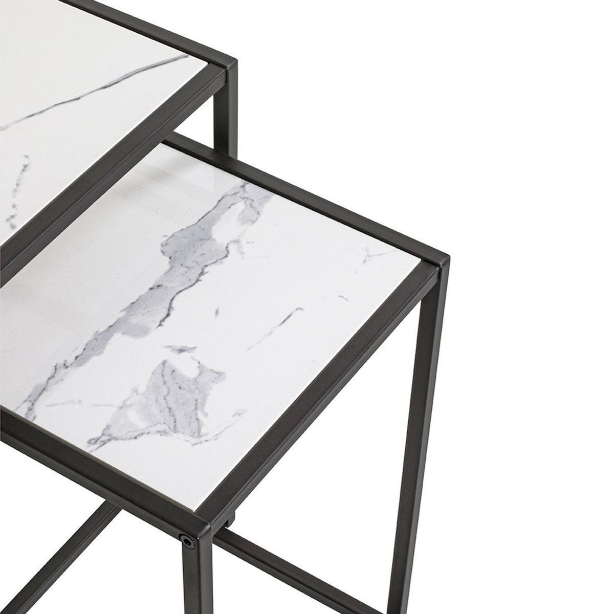 Paris Prix Lot de 2 Tables d'Appoint Effet Marbre  Silvia  50cm Blanc