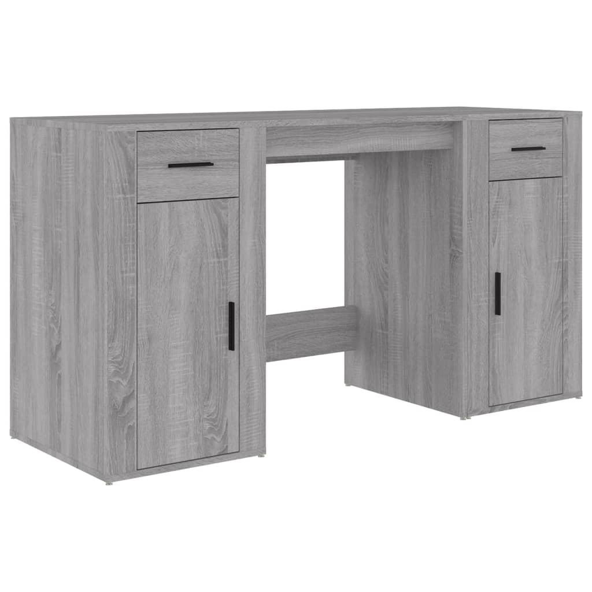 Voir la diapositive 2 : VIDAXL Bureau avec armoire sonoma gris bois d'ingenierie