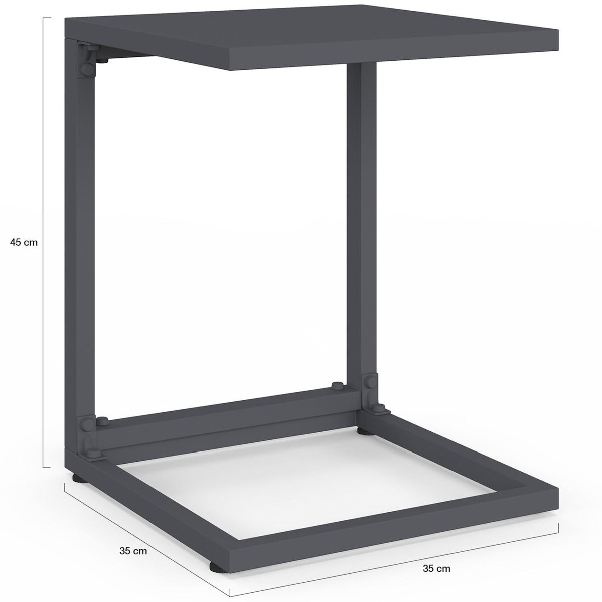 ID MARKET Lot de 2 tables d'appoint de jardin pour transat et bain de soleil PALMA gris anthracite