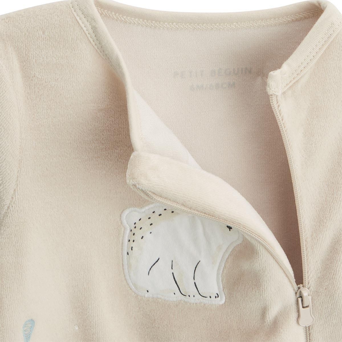 Petit Béguin Lot de 2 pyjamas bébé en velours ouverture zippée Câlins