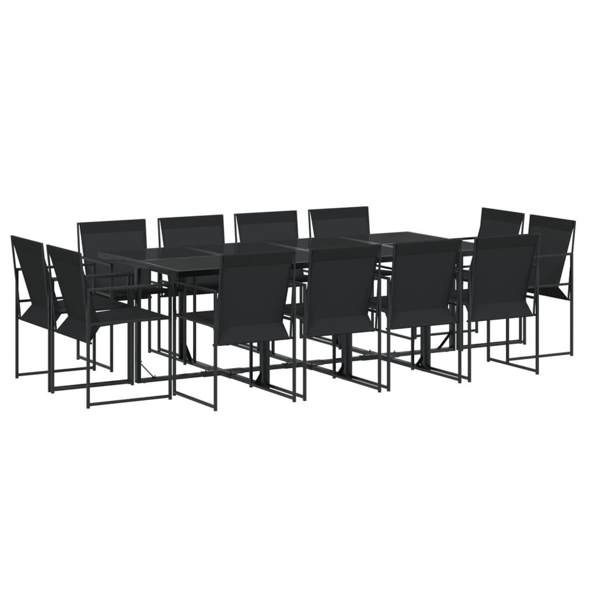 Voir la diapositive 2 : VIDAXL Ensemble a manger de jardin 13 pcs noir textilene