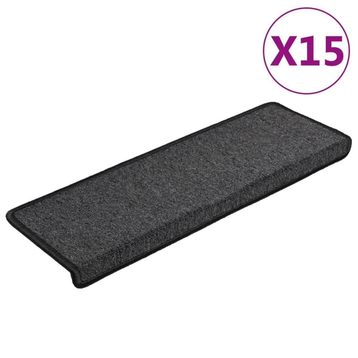 VIDAXL Tapis d'escalier 15 pcs 65x21x4 cm Anthracite