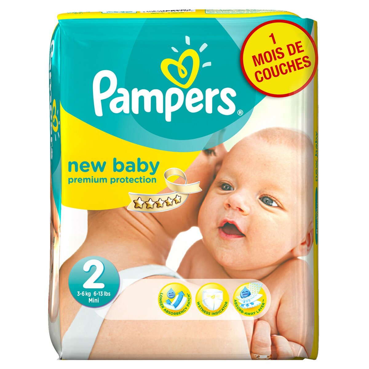 PAMPERS NEW BABY Pack 1 Mois Couches Standard T2 (3-6 kg) X240