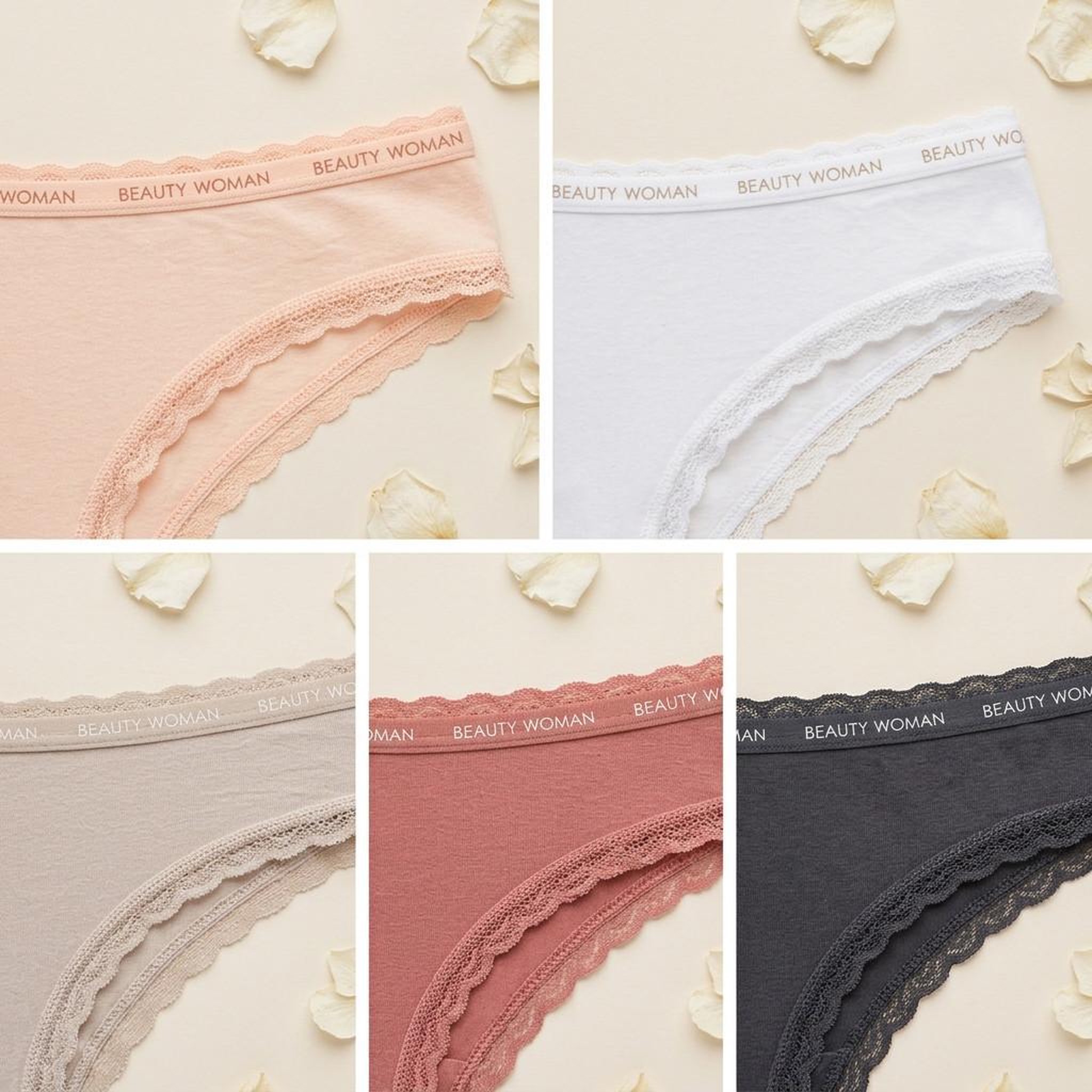 Voir la diapositive 5 : OZABI OZABI Lot 5 Culottes Femme Coton Mini Dentelle Nœud Satin