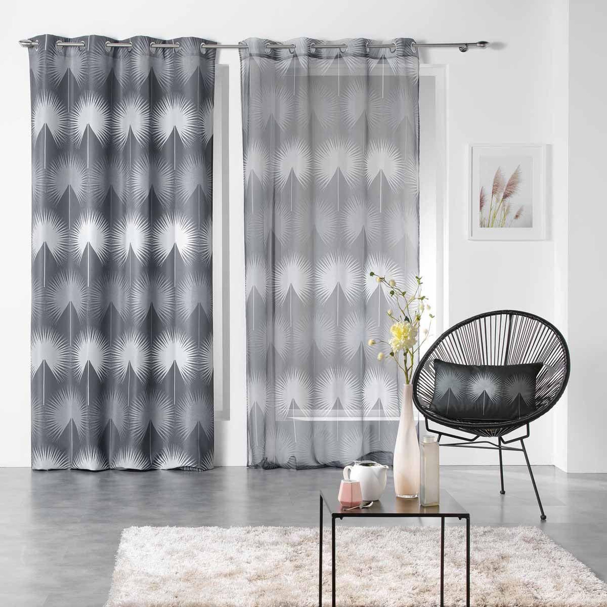 Voir la diapositive 2 : Douceur d'Intérieur Rideau à œillets  galiane  140x260cm anthracite