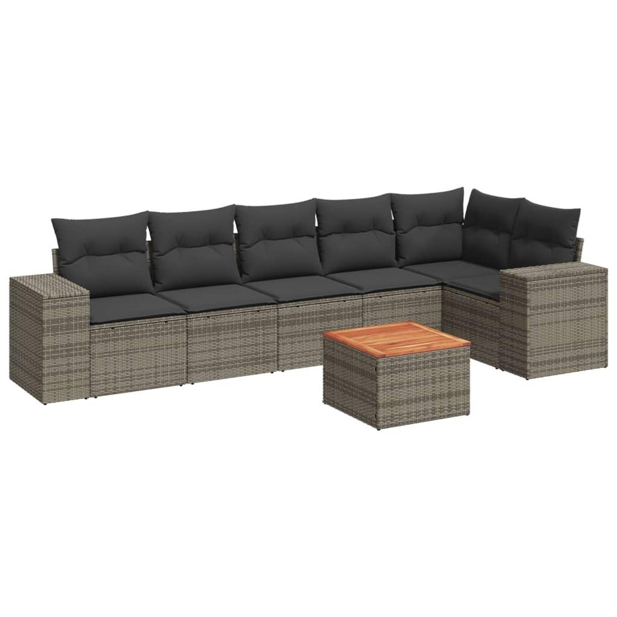 Voir la diapositive 2 : VIDAXL Salon de jardin avec coussins 7 pcs gris resine tressee