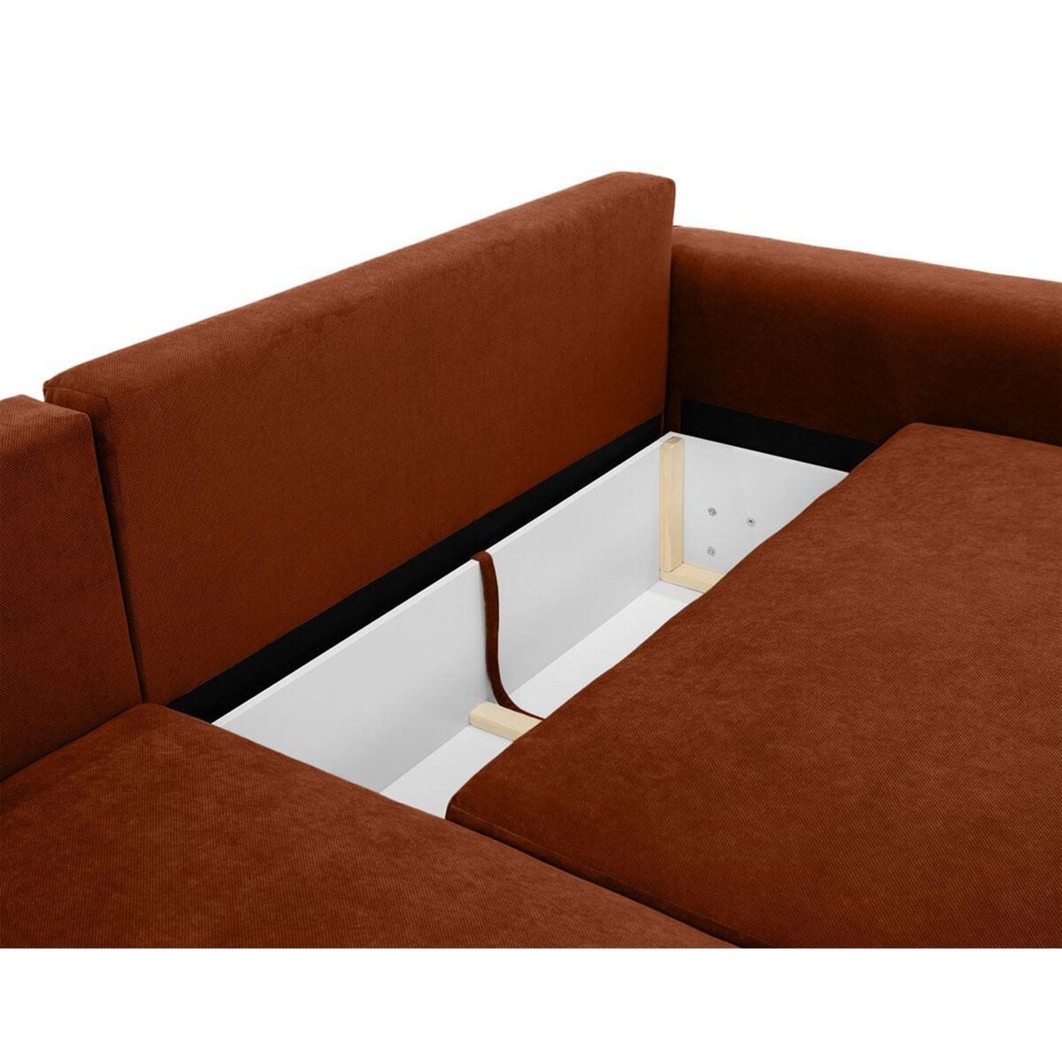 BEST MOBILIER Aurelia - canapé d'angle gauche 4 places convertible avec coffre en tissu texturé