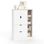 Voir la diapositive 1 : ID MARKET Meuble de rangement L. 80 cm NOUK pour bureau, chambre, entrée avec 3 portes et 2 tiroirs blanc et bois