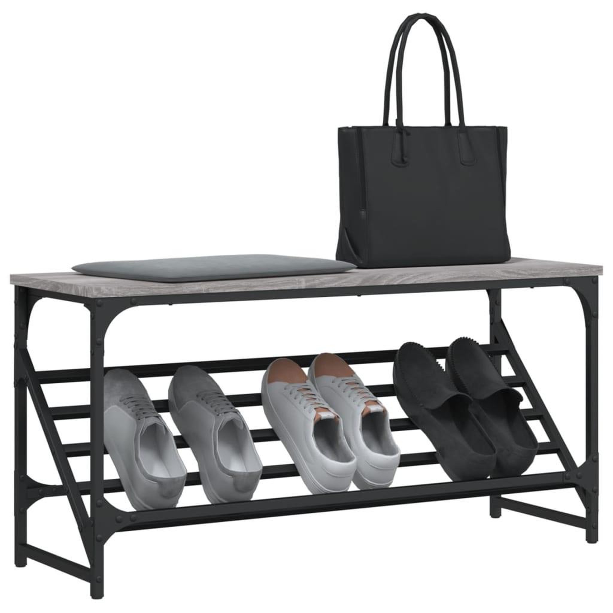 Voir la diapositive 3 : VIDAXL Etagere a chaussures sonoma gris 90x30x45 cm bois d'ingenierie