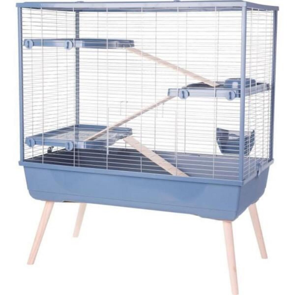 Zolux Cage rongeur surélevée - ZOLUX - Néolife - 3 étages pour lapin - 99 x 54 x 114 cm - Bleu