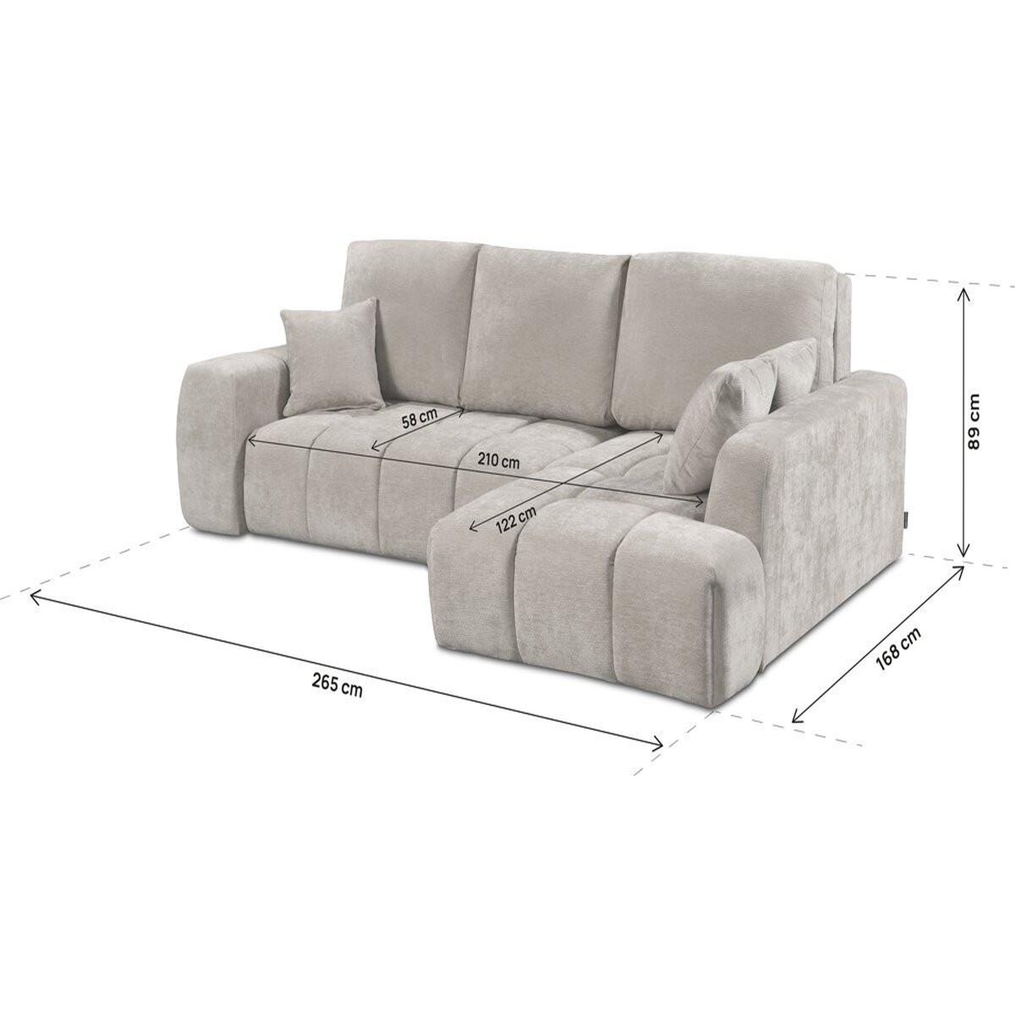 Voir la diapositive 4 : Habitat et Jardin Canapé d'angle droit convertible en tissu chenille  Verneuil  - 3 places - Beige