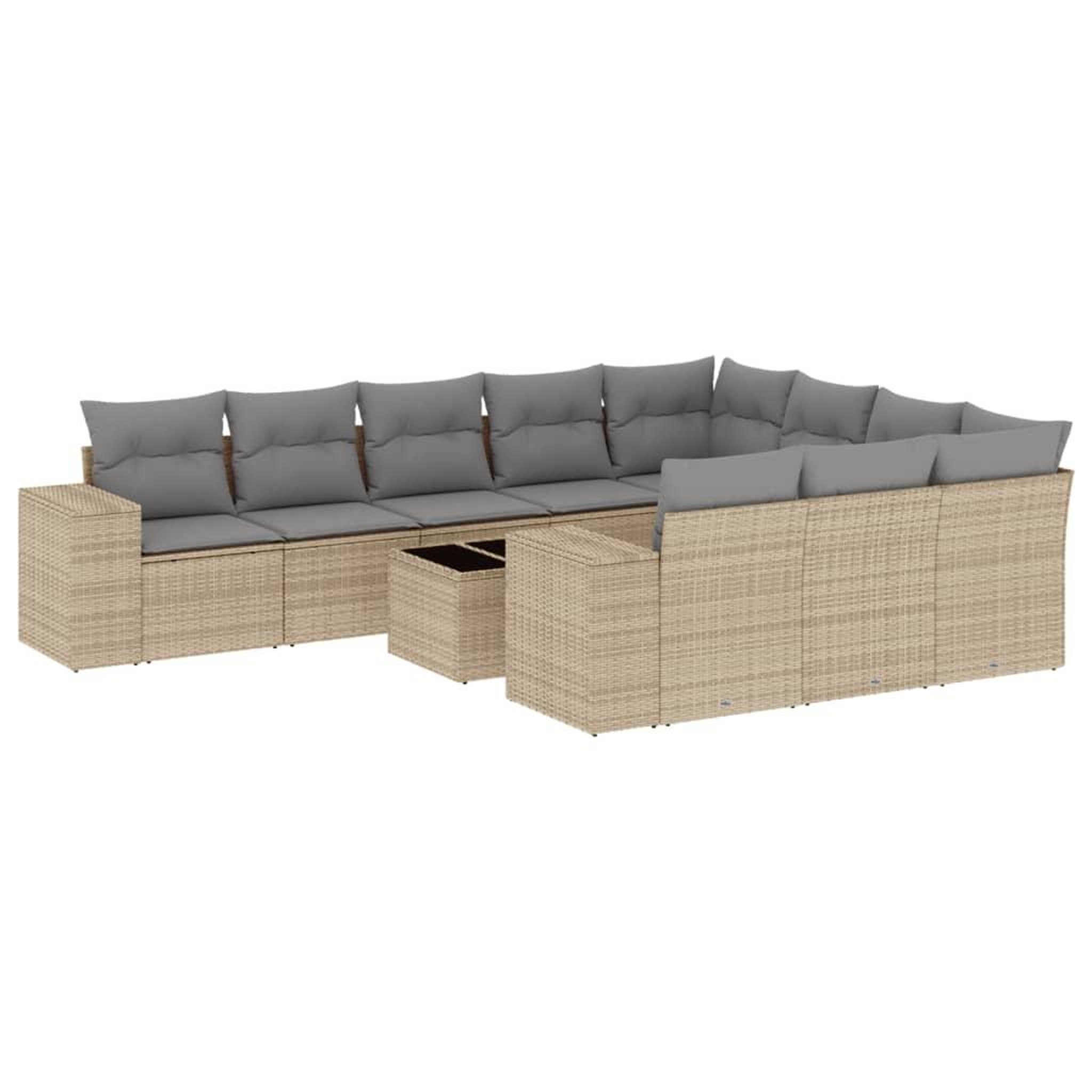 Voir la diapositive 2 : VIDAXL Salon de jardin 11 pcs avec coussins beige resine tressee