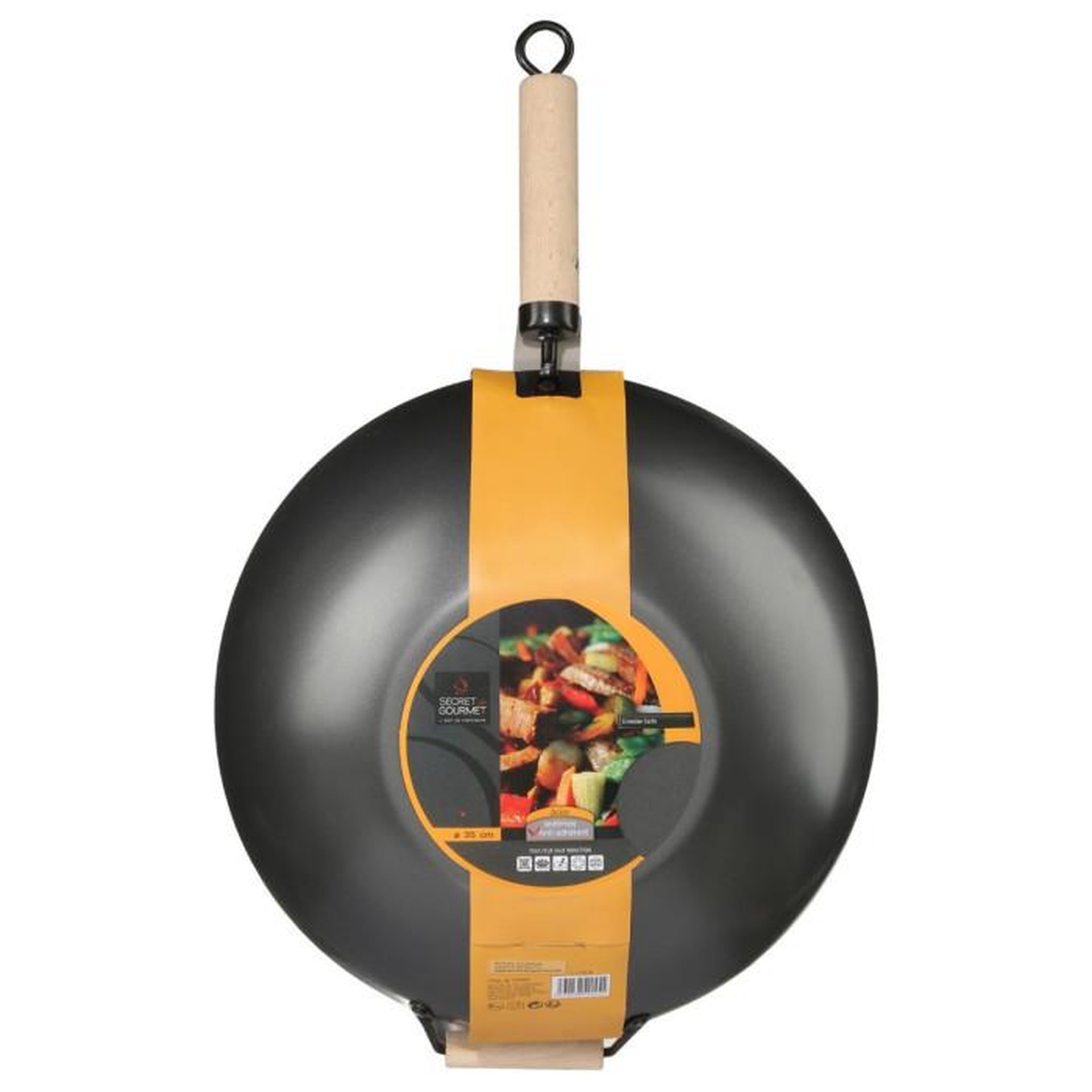 Voir la diapositive 5 : FIVE Wok en Acier & Manche en Bois  Tio  35cm Noir