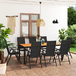 VIDAXL Ensemble a manger de jardin 9 pcs noir et marron