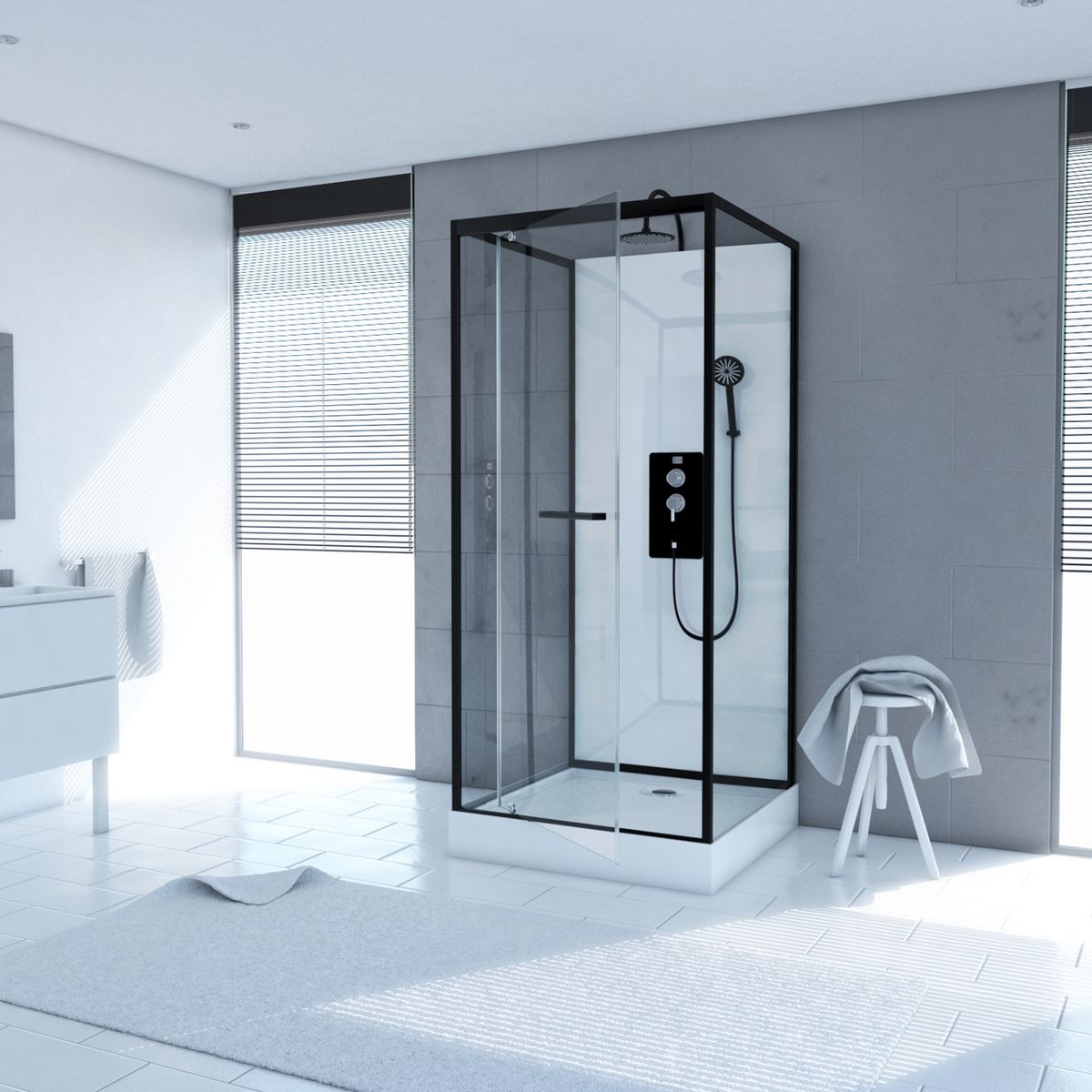 Aurlane Cabine de douche carré City 80 - 80 x 219 à 230 cm