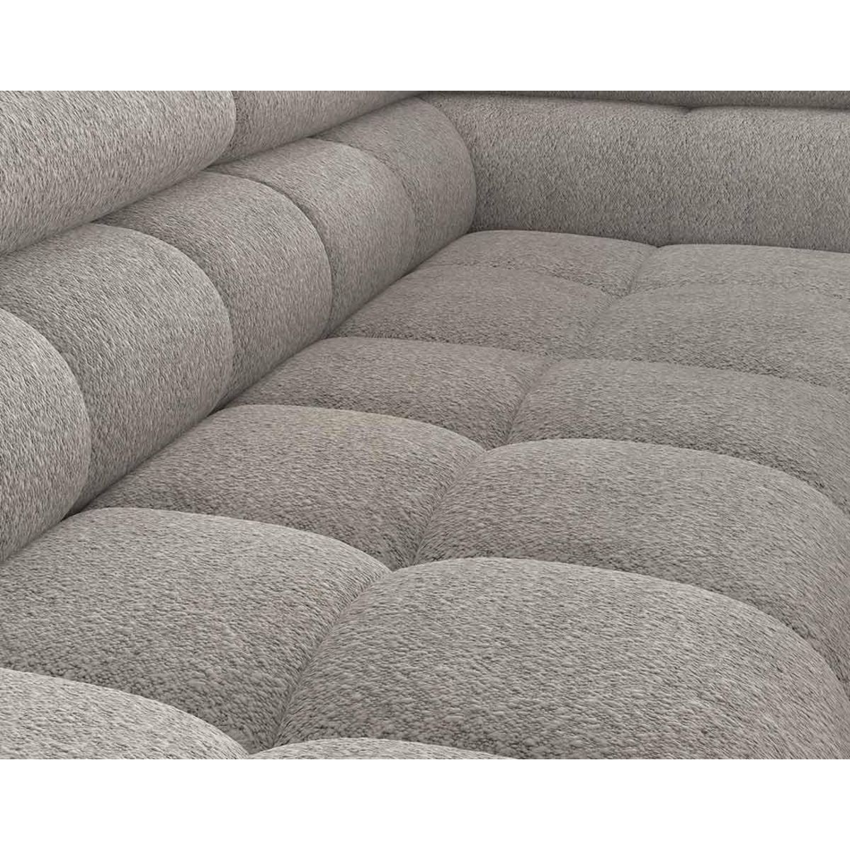 BEST MOBILIER Elisa - canapé d'angle droit 5 places convertible avec coffre et têtières réglables en tissu bouclette