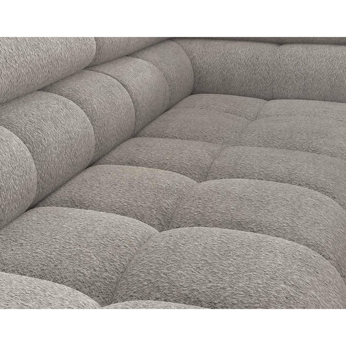 BEST MOBILIER Elisa - canapé d'angle droit 5 places convertible avec coffre et têtières réglables en tissu bouclette