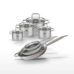 ELO Lot de 3 Poêles 32/28/24 cm et 4 Faitouts Elo Relief Solution